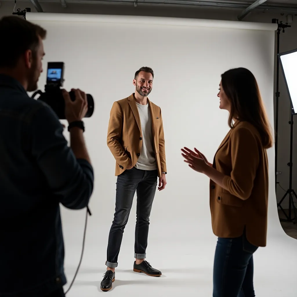 Freelancer preparing for a professional photo shoot