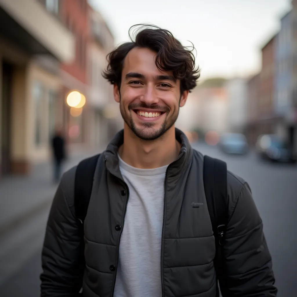 Attractive portrait of a smiling woman on a colorful background