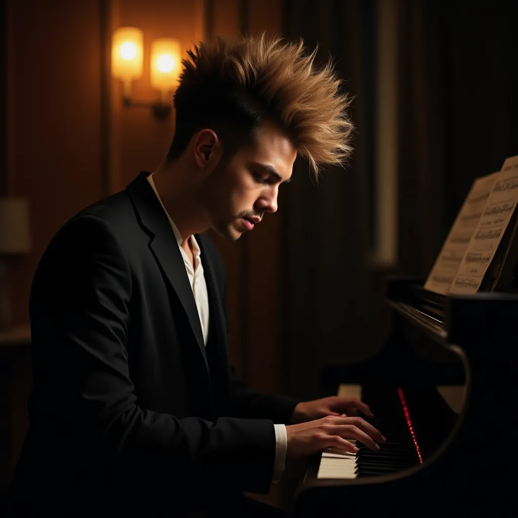 Artistic portrait of a musician on stage