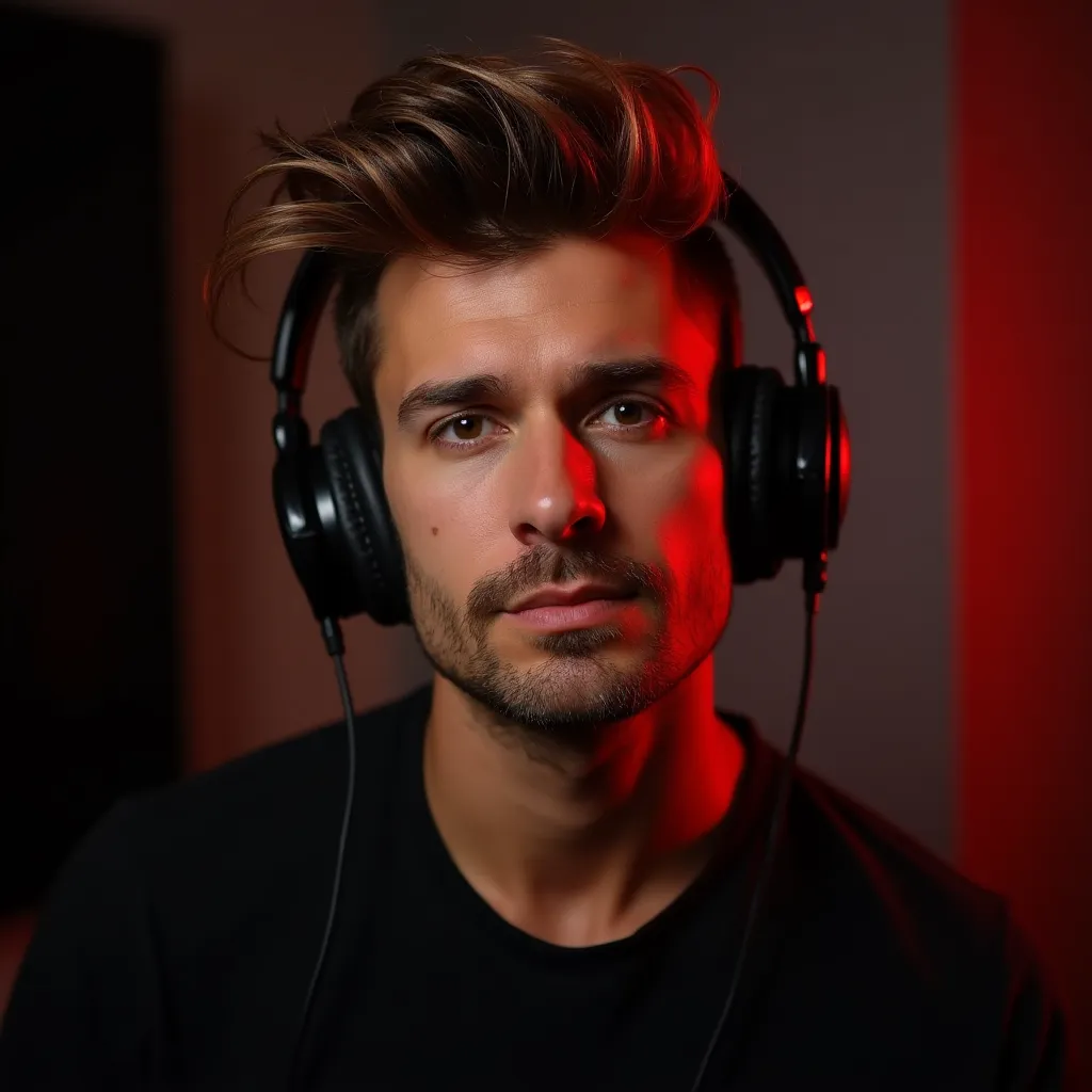 Professional portrait of a musician with artistic lighting