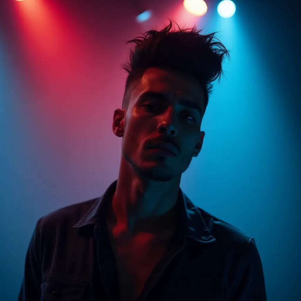 Musician portrait with instrument in studio