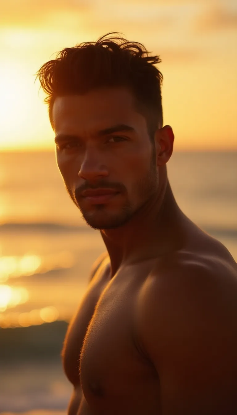 latin-american-man-on-a-beach-at-sunset--looking-contemplative