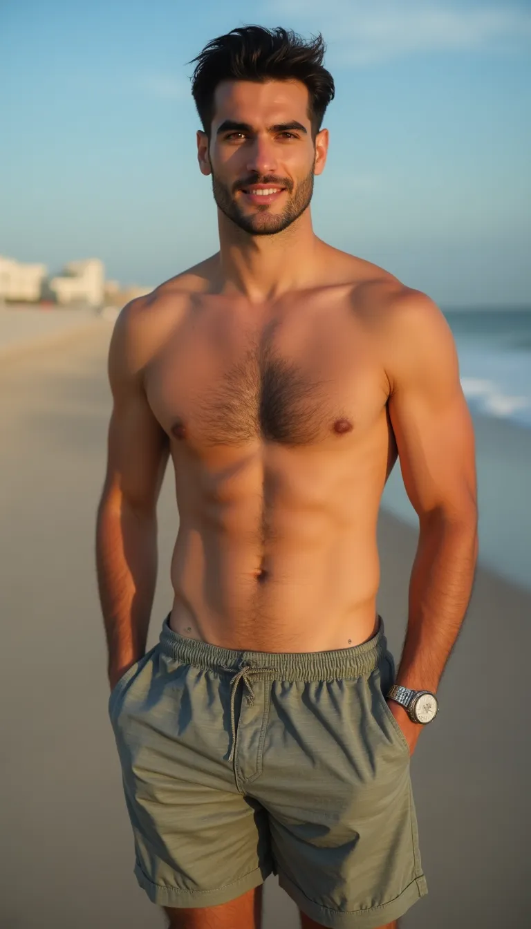 middle eastern man in shorts  enjoying a sunny day in the park