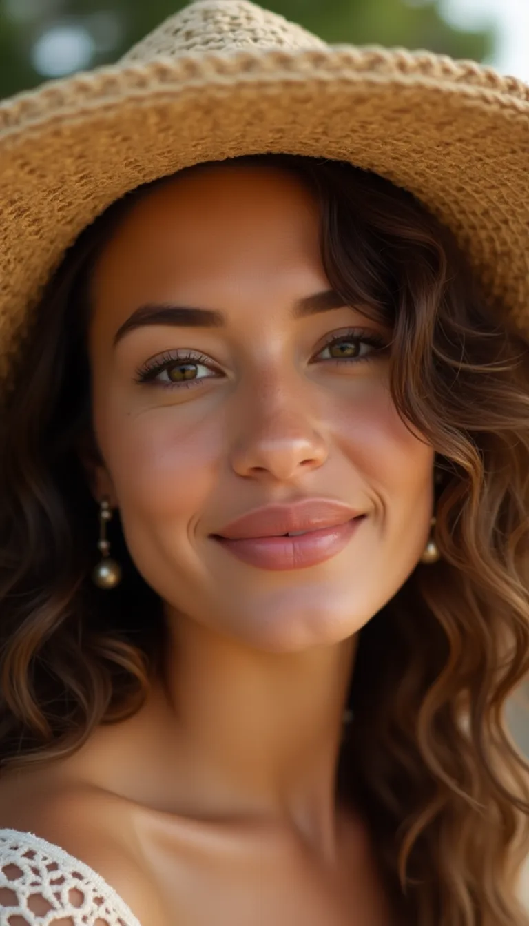 middle-eastern-woman-wearing-a-wide-brim-sunhat--beach-background